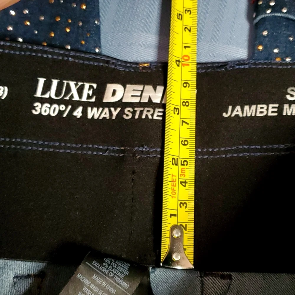 Nygard Luxe Denim Leggings w/ Rhinestone Fade Cuffed Bottoms - Size Small 6-8 - Picture 11 of 14